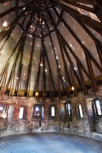 The conical portion of one of the towers